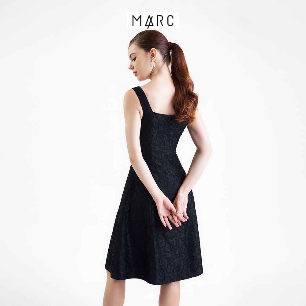 Đầm nữ MARC FASHION midi cổ vuông 2 dây nhún ngực CBLH103122