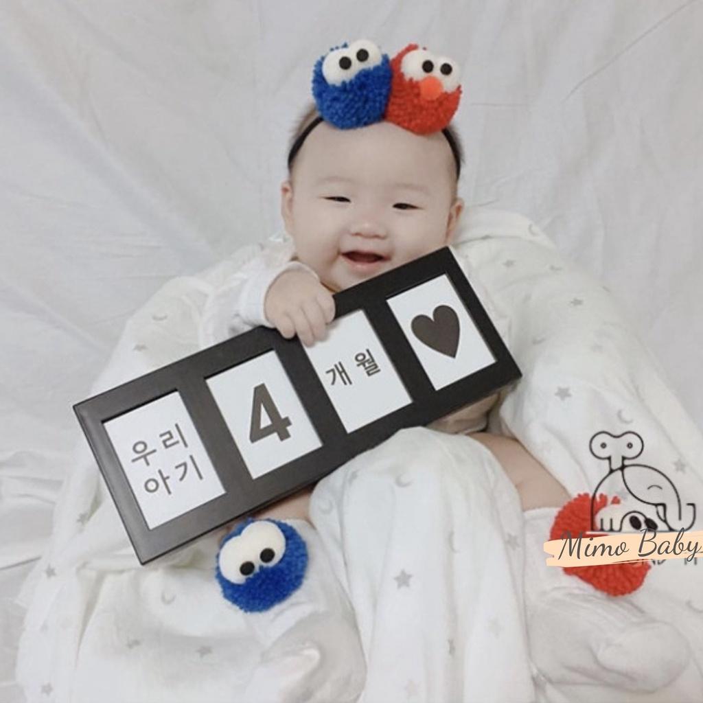 Set tất vớ kèm băng đô hình mắt chim đáng yêu cho bé 0-12m Mimo baby T14