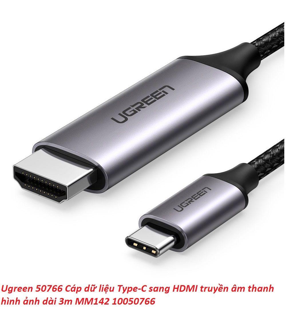 Ugreen UG50766MM142TK 3M 4K 60hz usb Type C sang HDMI Cáp dữ liệu truyền âm thanh hình ảnh - HÀNG CHÍNH HÃNG