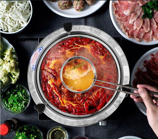 Bán buôn Nồi lẩu xoay inox 2 trong 1 cao cấp
