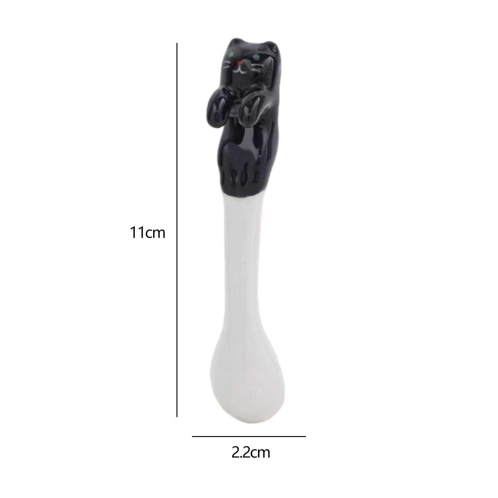 Hanging Coffee Spoon, Small Cat Animal Spoon, Kitchen Tools Ice Cream Flatware Ceramic Cat Spoon, Hangable Tea Spoon, for Kitchen Restaurant