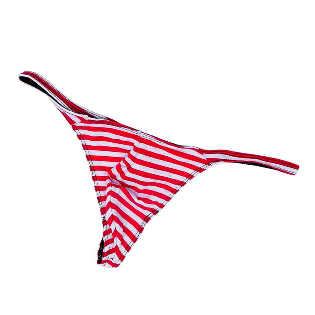 2-3pack Men's Sexy G-string Underwear T-back Thongs Briefs Red White Striped