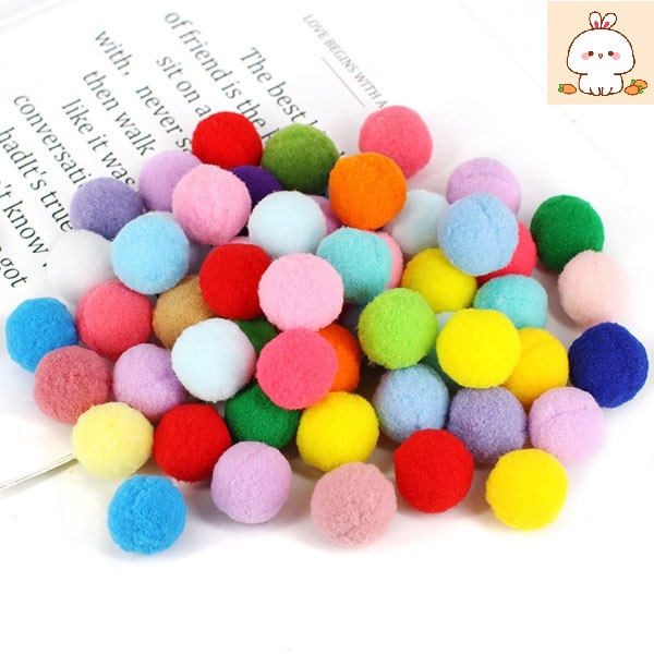 Túi 200 quả pom pom mix màu nhiều size, cho bé tập gắp, trang trí, làm đồ thủ công xinh xắn