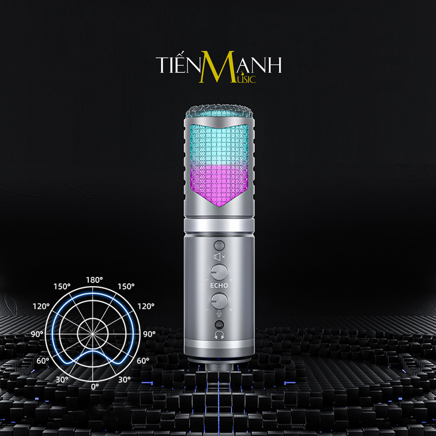 Micro USB Đèn Led RGB Dr.Mic DR9 - Mic Thu Âm DR-09 Microphone Cardioid DR09 Podcast, Livestream, Gaming Hàng Chính Hãng - Kèm Móng Gẩy DreamMaker