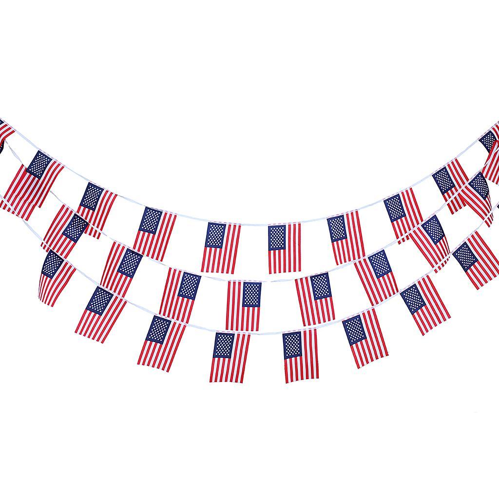 3X 10m American 30Pcs US Flag String Bunting Banner Garland Outdoor Decor