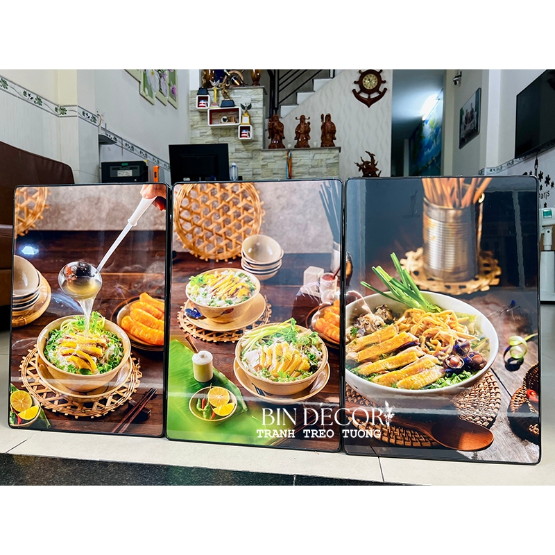 (CÓ ẢNH THẬT) Tranh treo tường trang trí decor quán phở gà 2 bo viền tranh tặng kèm đinh treo