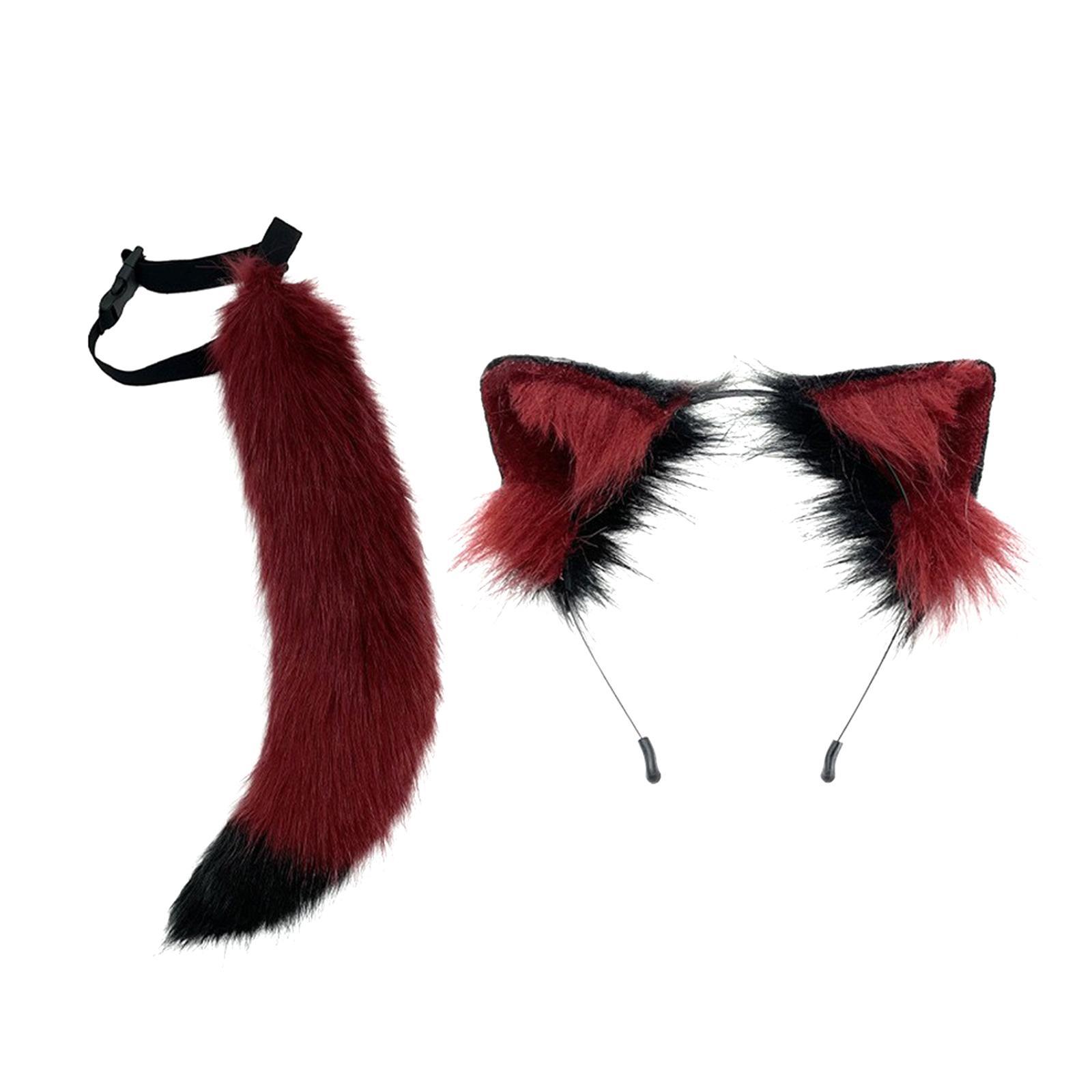 2Pieces Fox Ears Hair Hoop, Headwear Lovely Plush for Cosplay Costume Kits