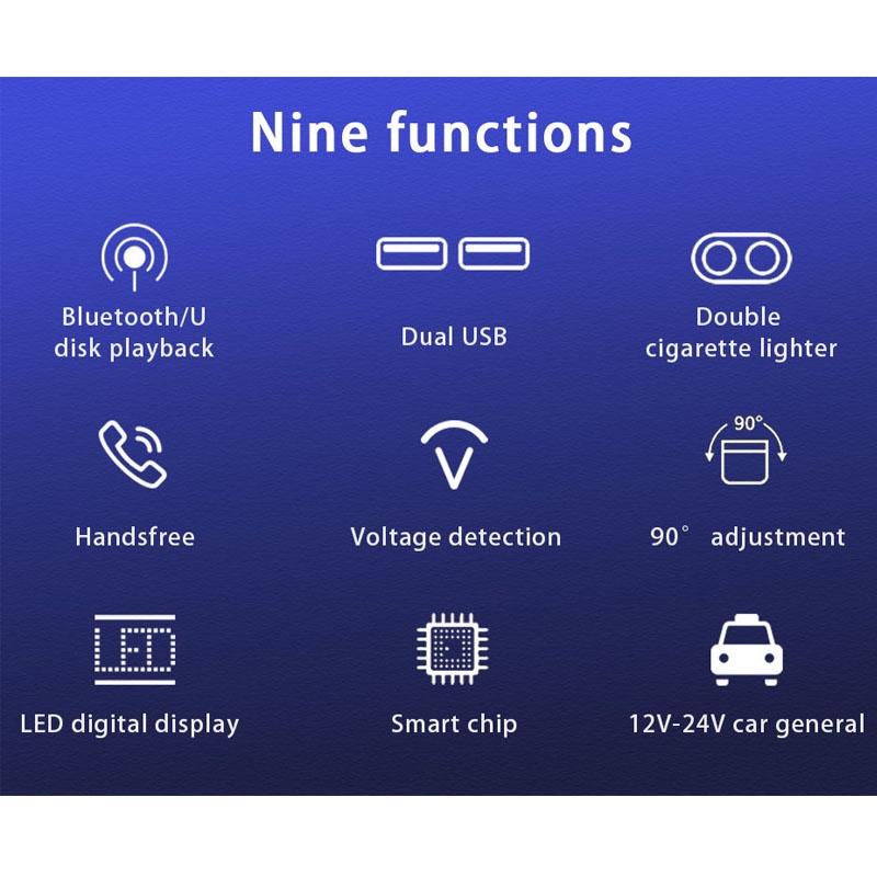 Tẩu Sạc Điện Thoại USB Qc3.0 Bluetooth 5.0 Rảnh Tay MP3 4.8A 12V Cho Xe Hơi