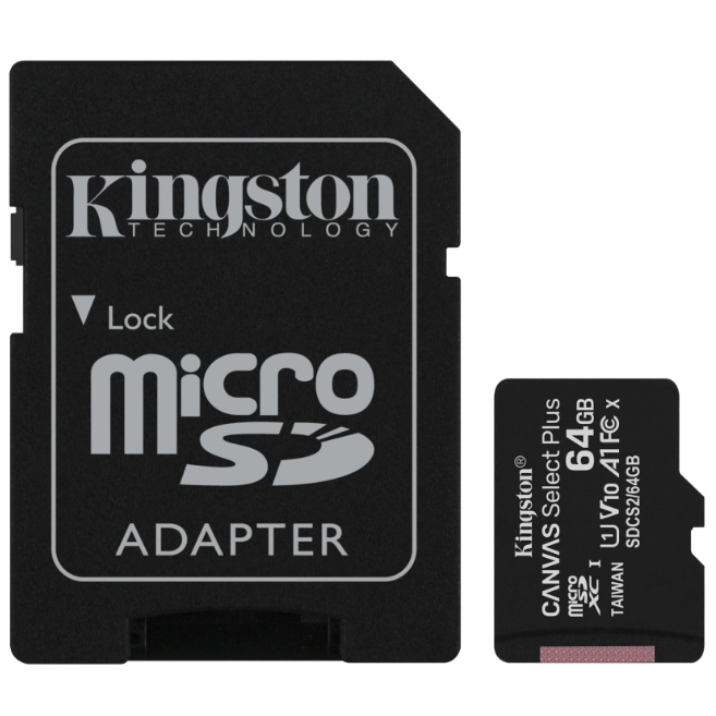 Thẻ nhớ Kingston microSDXC 64GB CL10 UHS-I SDCS2/64GB - 100MB/s (Có Adapter) - Hàng Chính Hãng