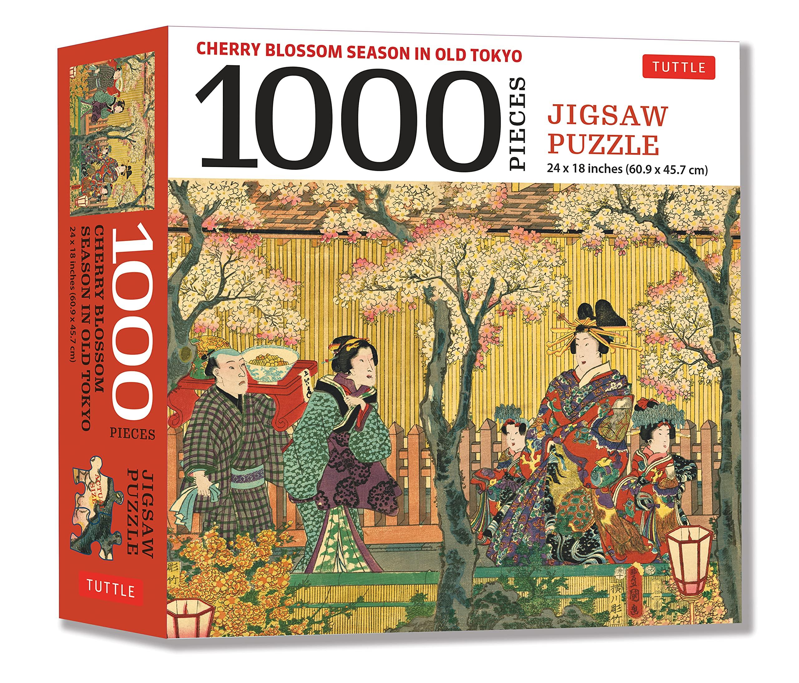 Cherry Blossom Season In Old Tokyo- 1000 Piece Jigsaw Puzzle: Woodblock Print By Utagawa Kunisada
