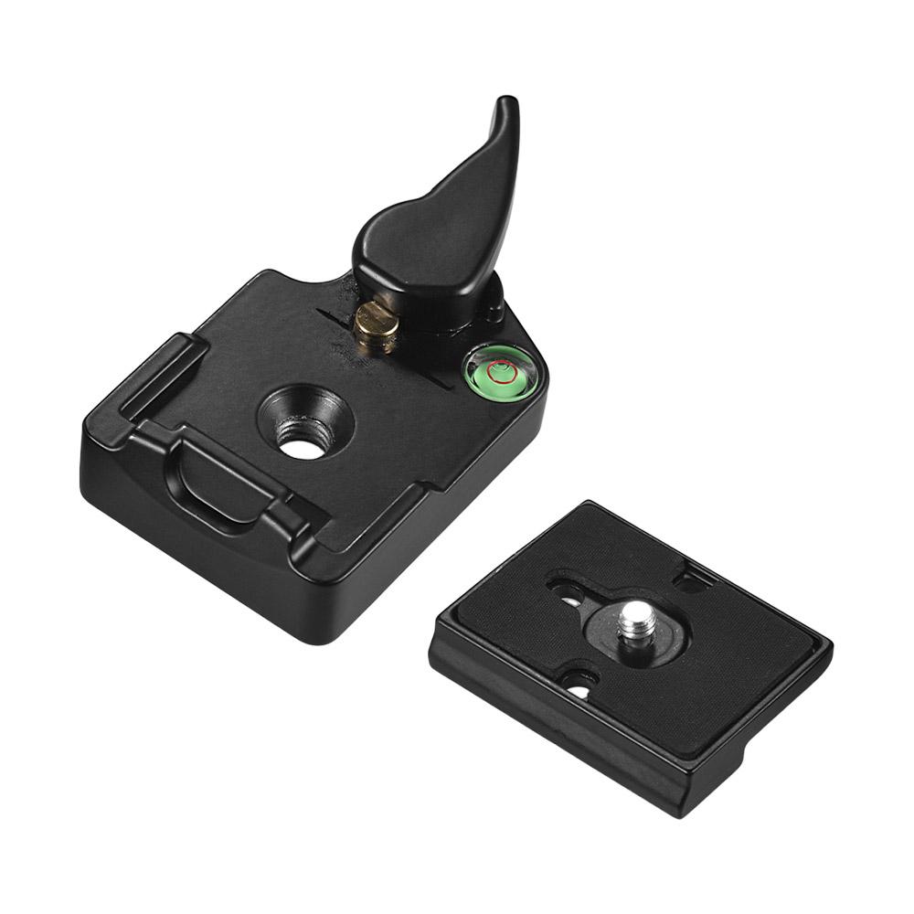 Quick Release Plate Clamp Adapter with QR Plate 1/4 inch Screw 1/4 & 3/8 inch Screw Hole Bubble Level for Tripod DSLR