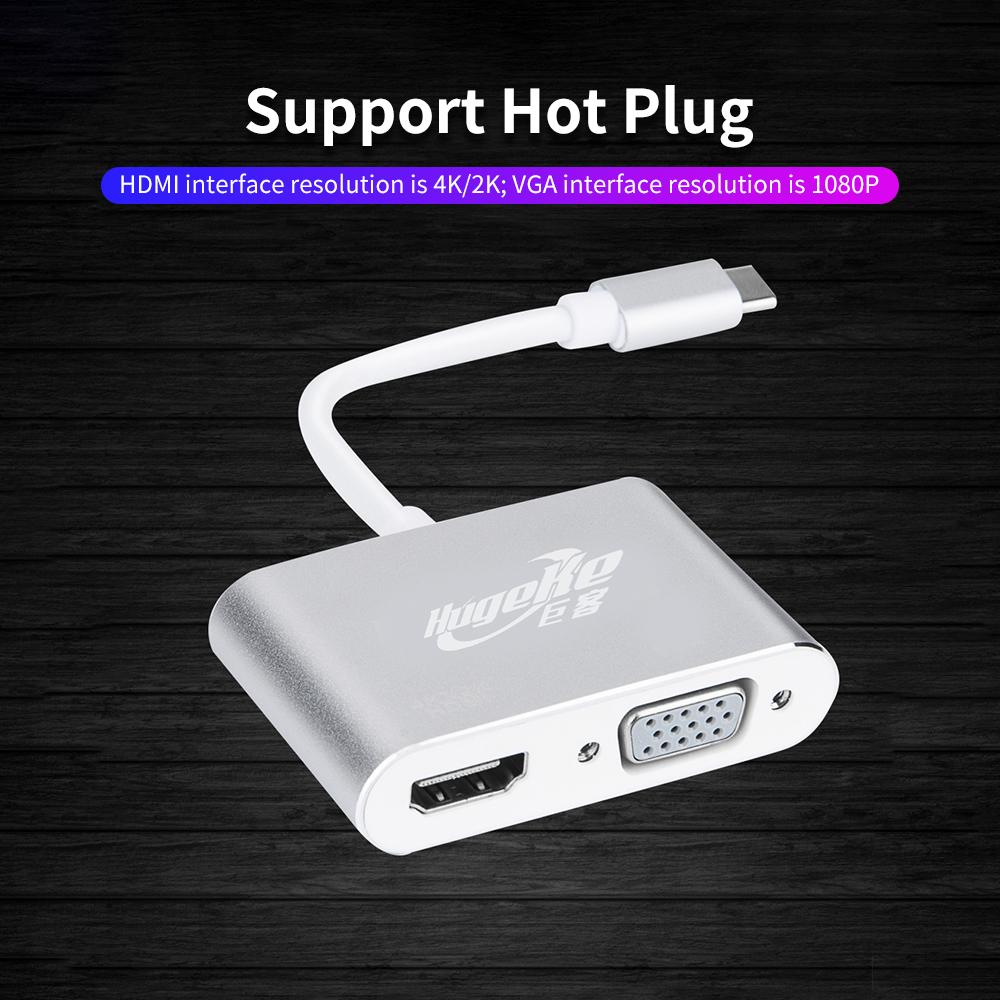 Bộ chuyển đổi USB C sang HD / VGA  4K / 1080P thay thế cho Mac / Huawei / Samsung
