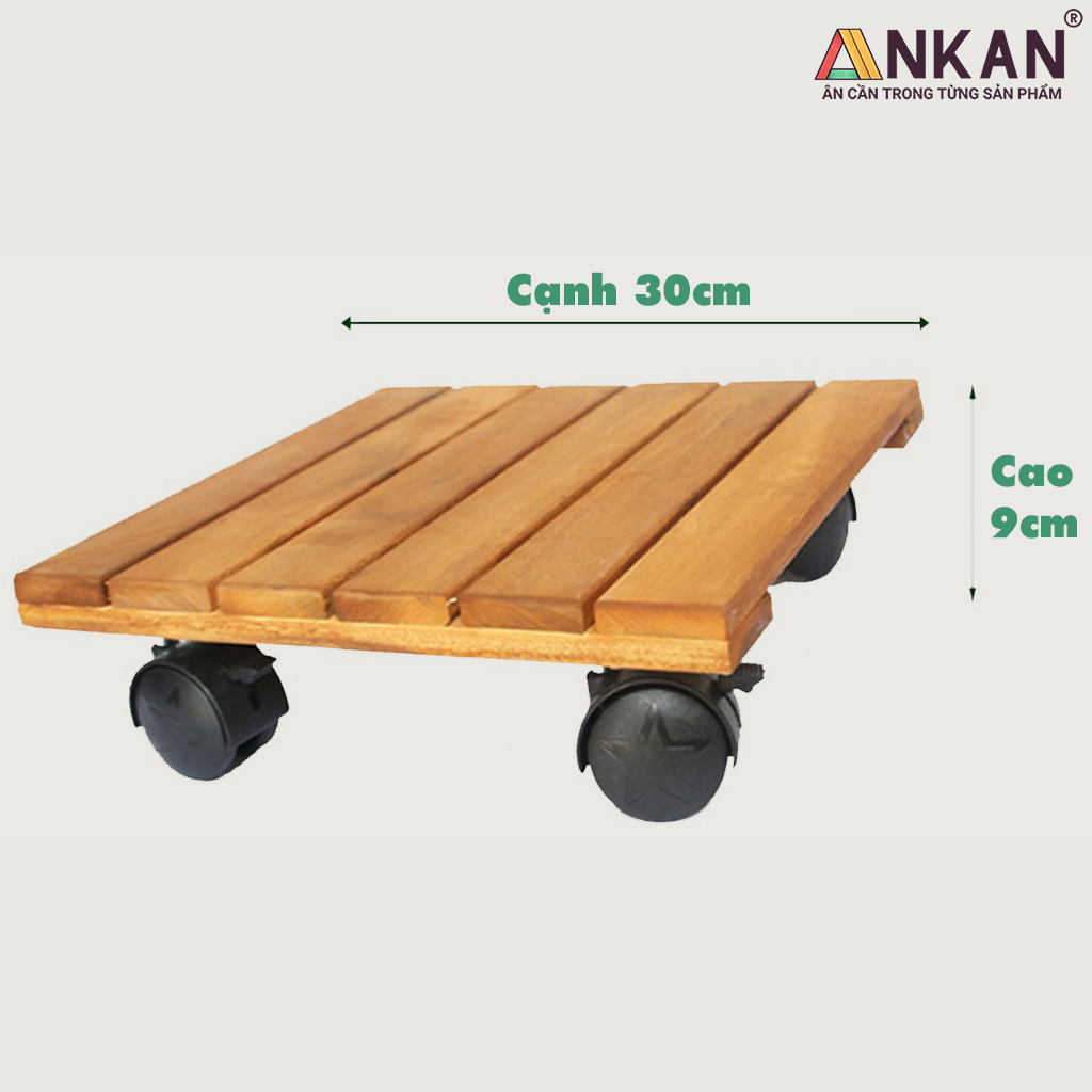 Combo 2 đôn chậu cây cảnh có bánh xe màu vàng cạnh 30cm dùng để đặt chậu cây chậu hoa, tiêu chuẩn xuất khẩu Châu Âu, thương hiệu ANKAN