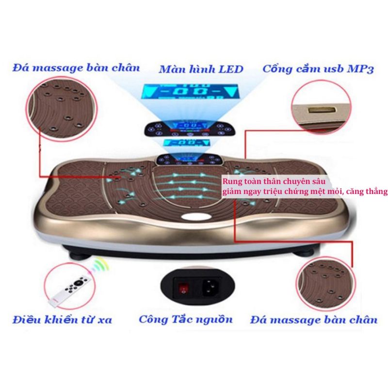 Máy rung lắc toàn thân massage Relax kết nối Bluetooth nghe nhạc trên điện thoại, Bảo Hành 2 năm, Tặng kèm dây kéo