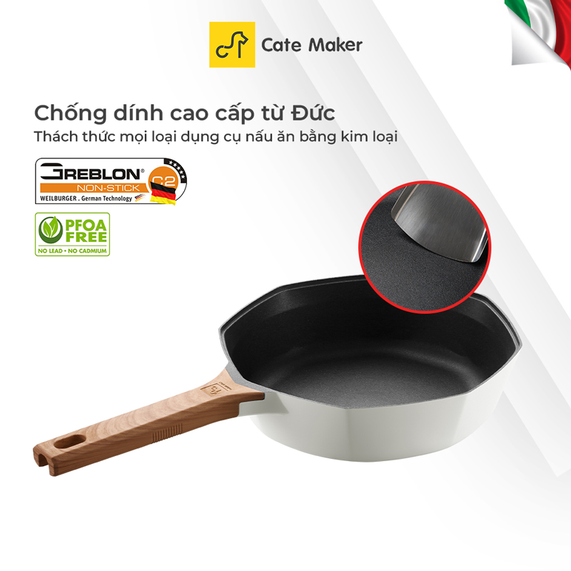 Chảo chống dính bát giác Cate-Maker INFINITE SERIES GYL-BJ24JB, thiết kế thông minh, dùng cho mọi loại bếp, size 24cm