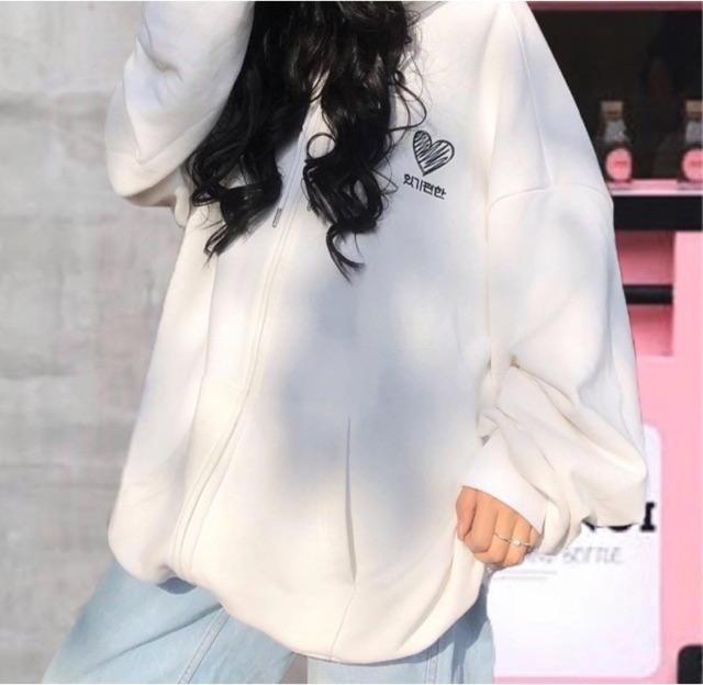 Áo Khoác Hoodie HEART Unisex 2 màu Trắng Đen