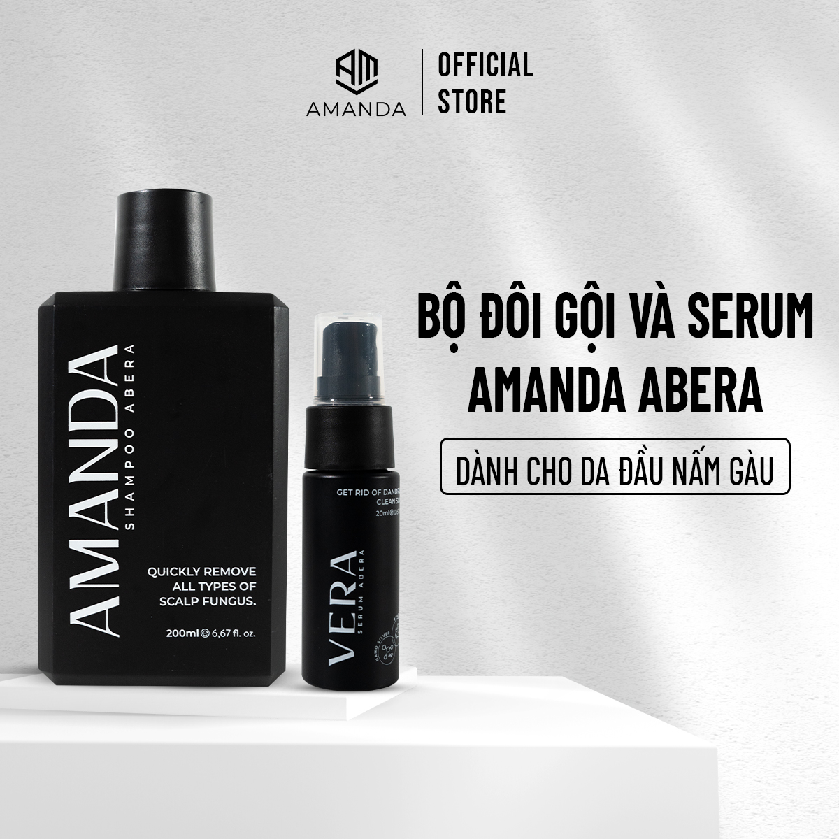 Bộ Đôi Dầu Gội Và Serum Amanda Abera - Đánh Bay Gàu Ngứa Và Nấm Da Đầu