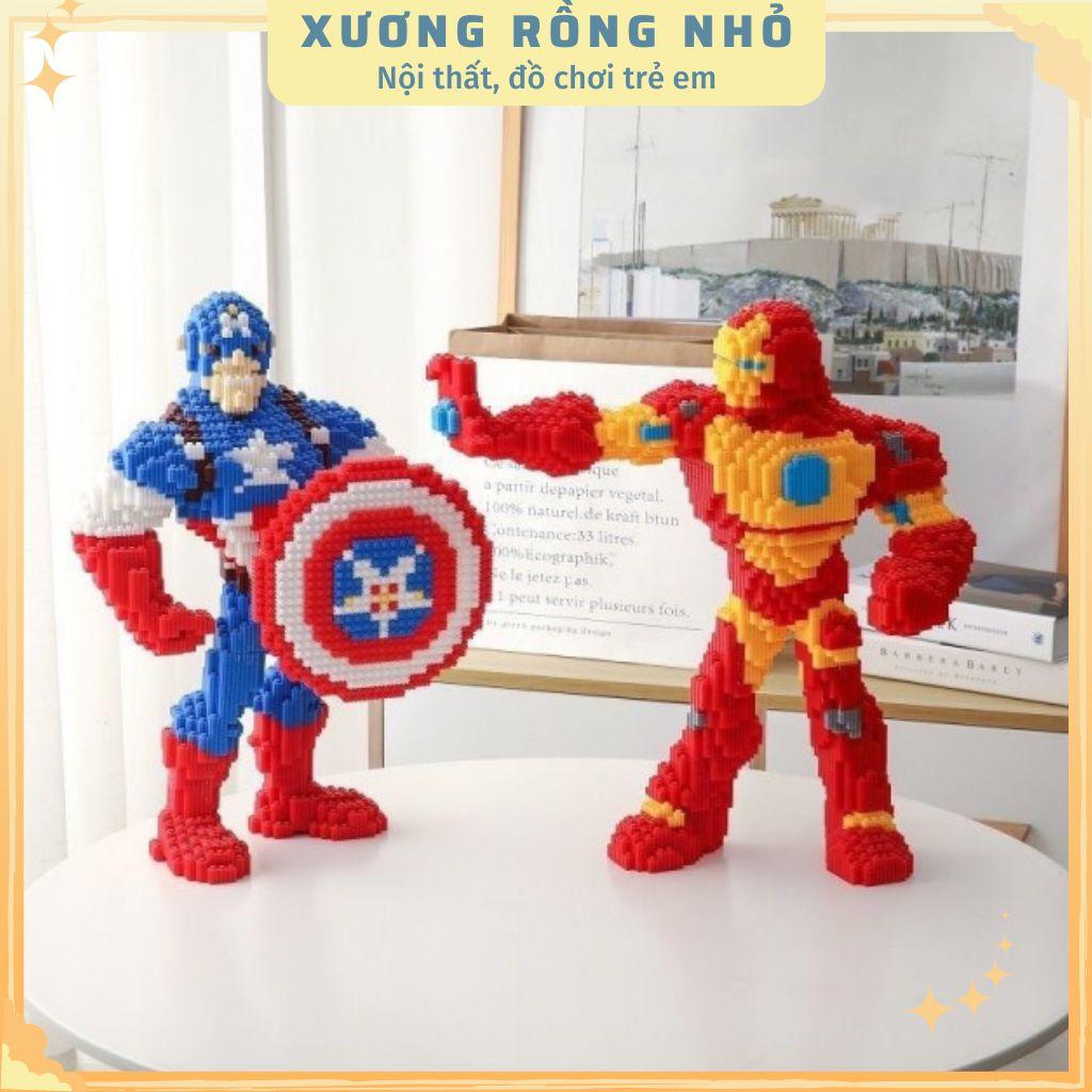 Mô hình lắp ráp nhân vật hoạt hình siêu anh hùng người nhện, captain, người sắt cỡ lớn 45cm fullbox nhựa ABS an toàn