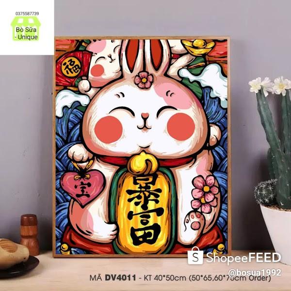 Loại khung dày 2.5cm Tranh sơn dầu số hóa Các mẫu tranh linh vật, Thần tài size 40x50cm đã căng khung và đầy đủ phụ kiện