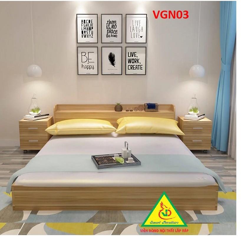 Giường ngủ gỗ MDF - kiểu dáng đơn giản hiện đại VGN03- Nội thất lắp ráp Viendong Adv