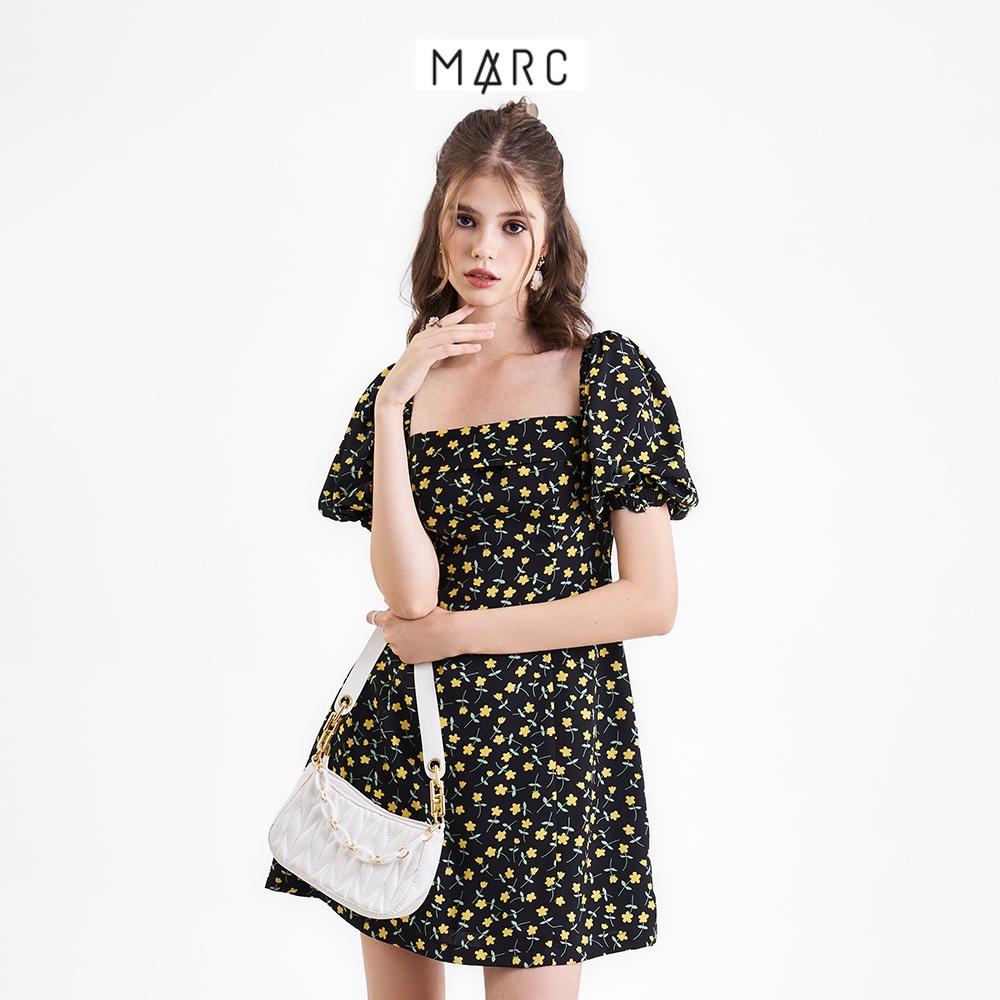 Đầm mini nữ MARC FASHION form A cổ vuông tay phồng nhún thun CBSH100922