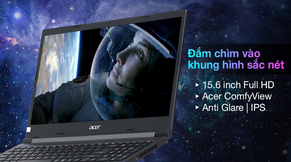 Máy Tính Xách Tay Laptop Acer Gaming Aspire 7 A715-42G-R4XX (R5 5500U/8GB RAM/256GB SSD/15.6 inch FHD/GTX1650 4G/Win11/Đen) - Hàng Chính Hãng