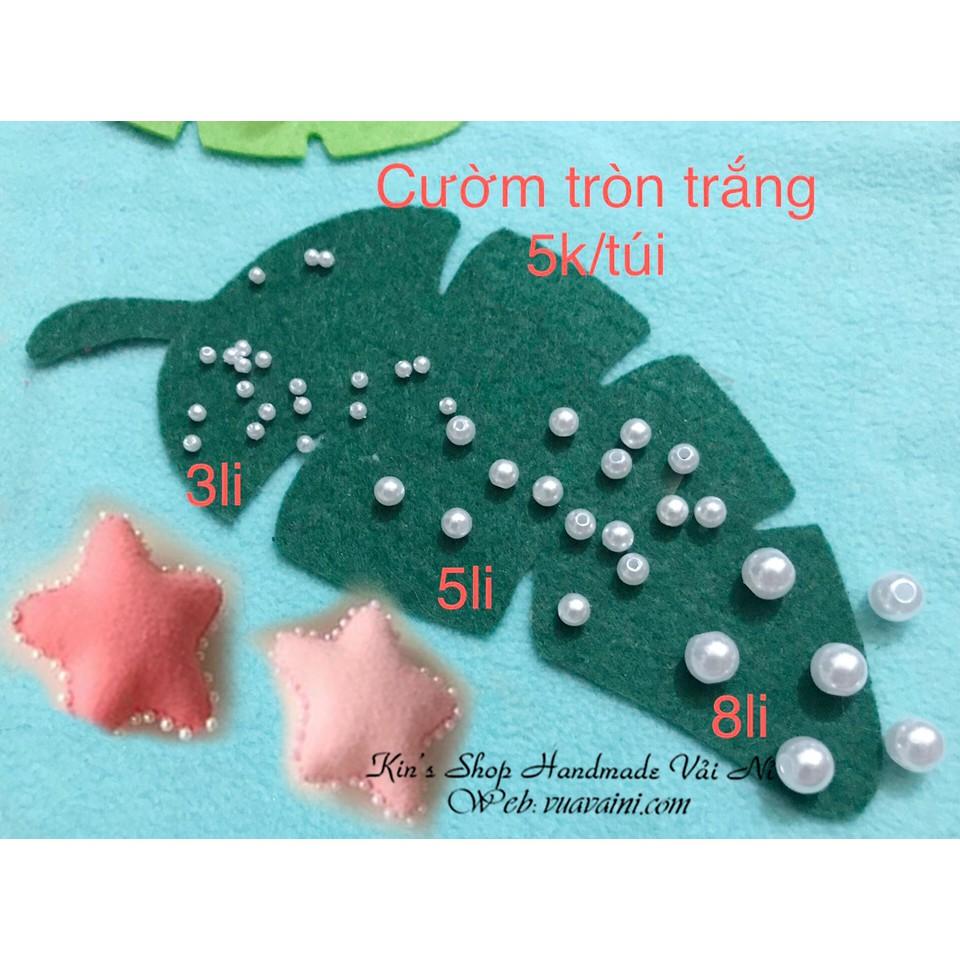 Cườm Tròn Màu Trắng dùng đính hạt cườm trang trí, phụ liệu may mặc, pha phối váy áo