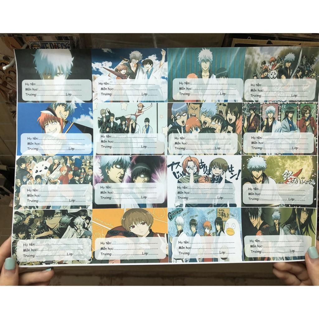 Bộ 16 nhãn vở Anime - Gintama,HunterXHunter,Hatsume Miku,Kagamine RinLen,One Piece,Kimetsu,Osomatsu-san,..