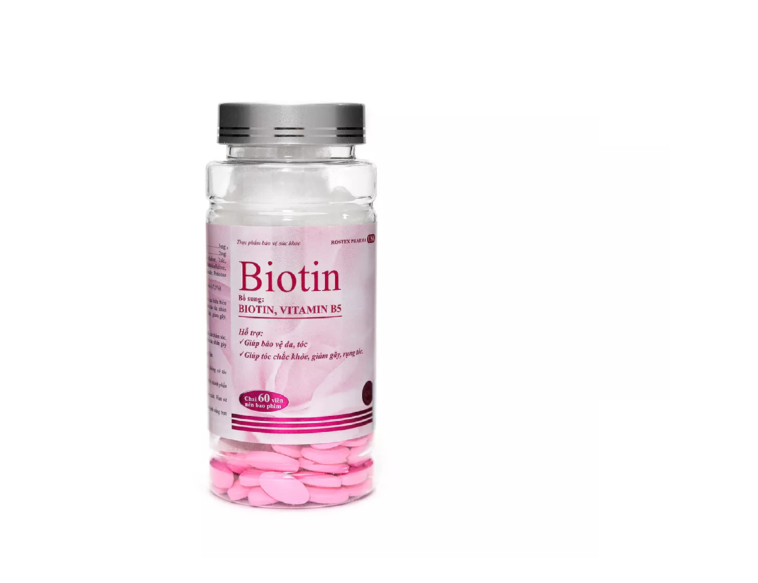 Biotin ROXTECH bổ sung Vitamin B5 giúp tóc chắc khỏe, giảm gãy rụng tóc 60 viên