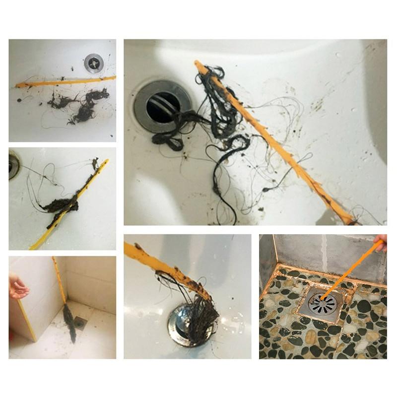 1PC Kitchen Sink Cleaning Hook Sewer Dredging Spring Pipe Hair Dredging Cleaning Tool With 47.5CM Toilet Brush Kitchen Gadgets