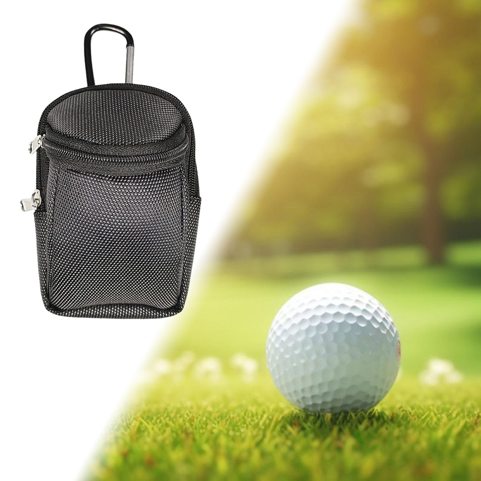 Golf Ball Pouch Golf Ball Carry Bag Lightweight Practical Golf Ball Storage Bag Two Zipper Pockets Golf Ball Case Golfer Gift