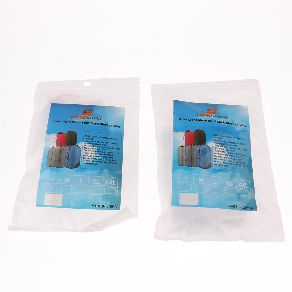6pcs Clothes Shoes Drawstring Mesh Stuff Sack Bag for Outdoor Camping Sky Blue,Orange,Grass Green