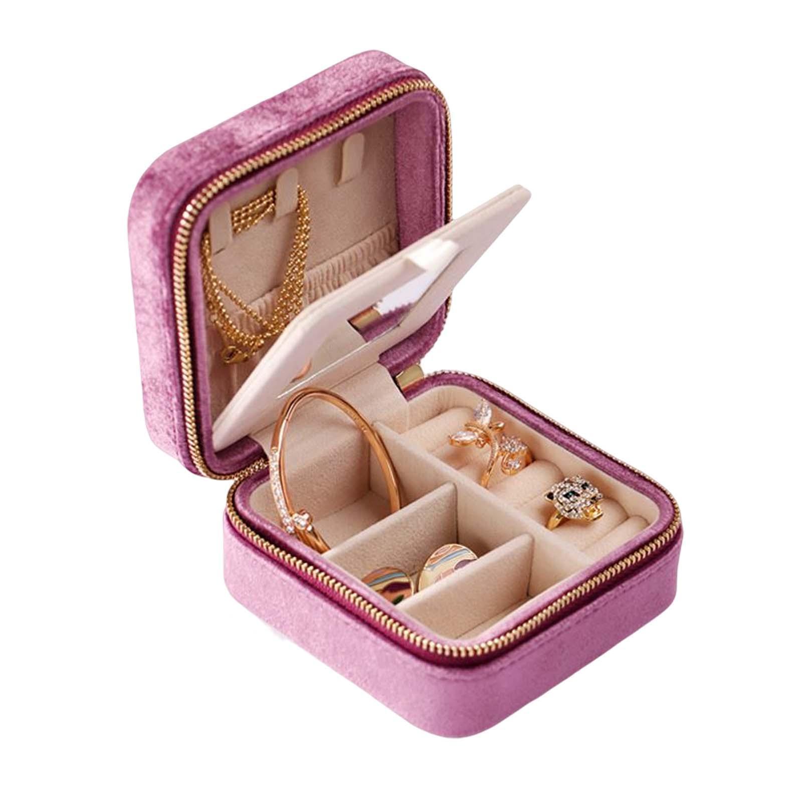 Jewelry Organizer Box, with Mirror  Case for Travel Rings Women Girls