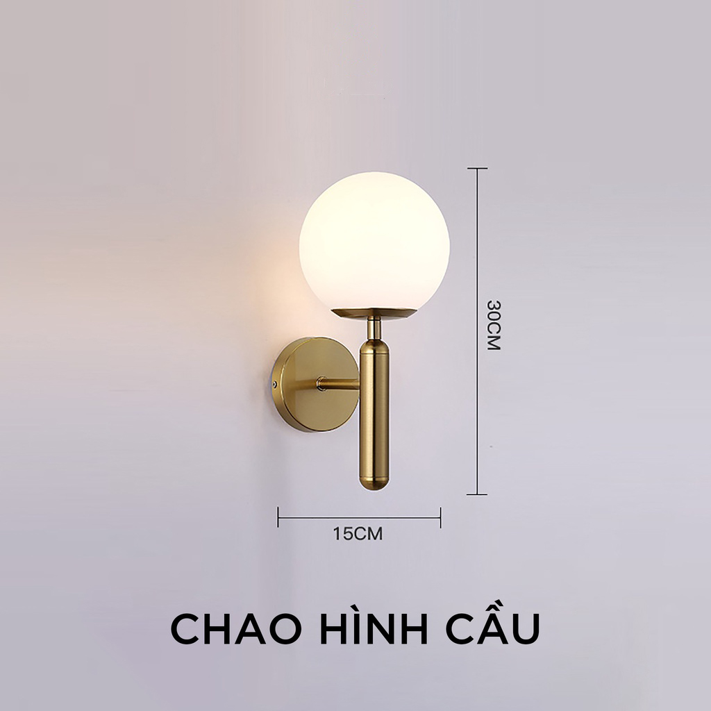Đèn treo tường chao Tròn hợp kim mạ vàng sang trọng