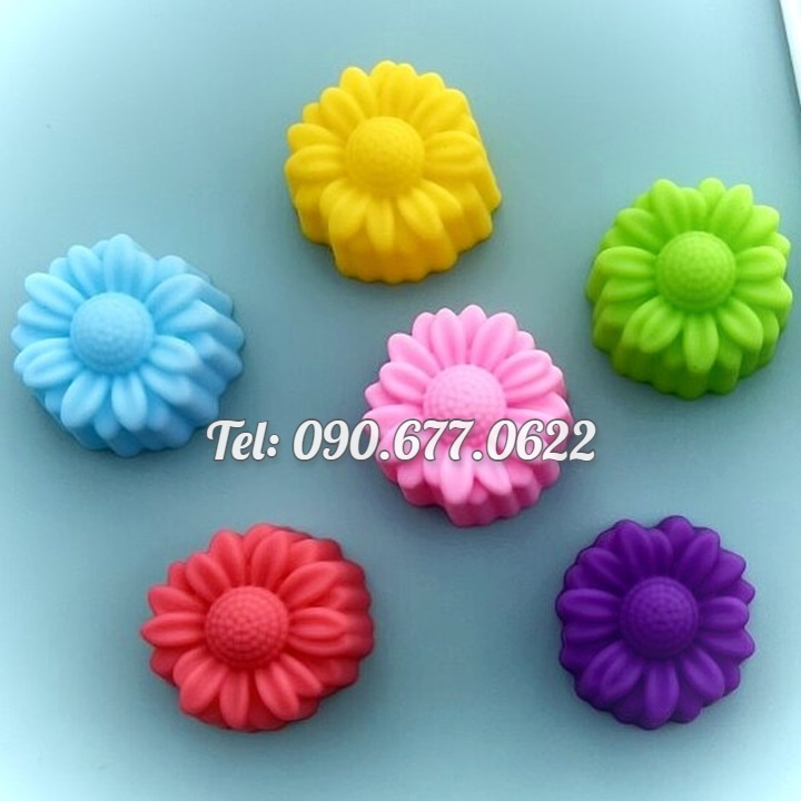 Bộ 10 khuôn silicon 3 lớp làm bánh, rau câu, bánh bông lan, bánh da lợn, bánh Cookie hoa cúc 3 chiều – Mã số 1186