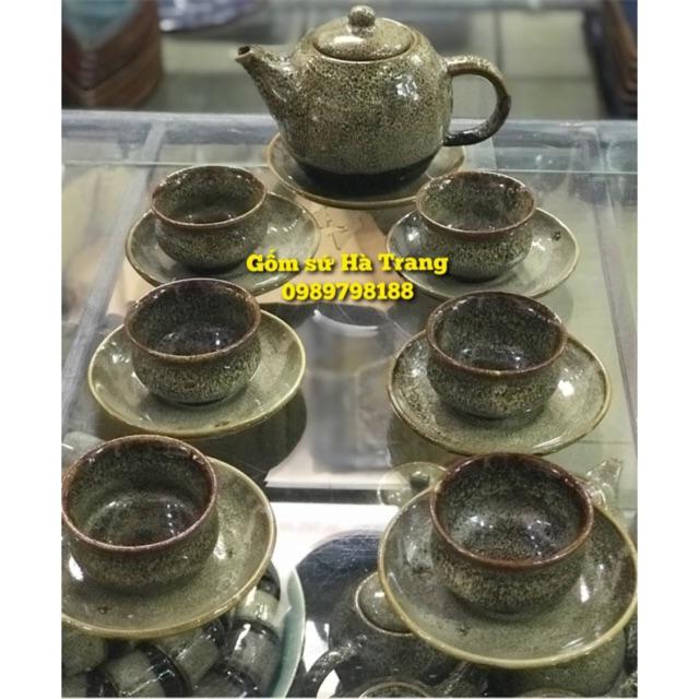 Bộ ấm chén men hoả biến gấm Gốm sứ Bát Tràng cao cấp