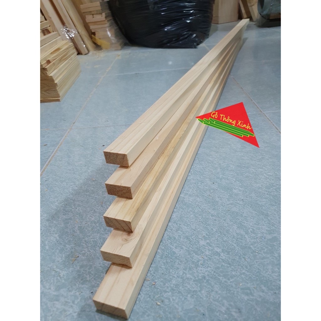 Thanh gỗ thông vuông dài 150cm, rộng 3cm,dày 1.5cm đã bào láng đẹp 4 mặt