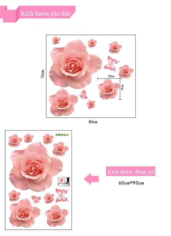 DECAL DÁN TƯỜNG HOA LY CAM VÀ HOA HỒNG 3D - HP869