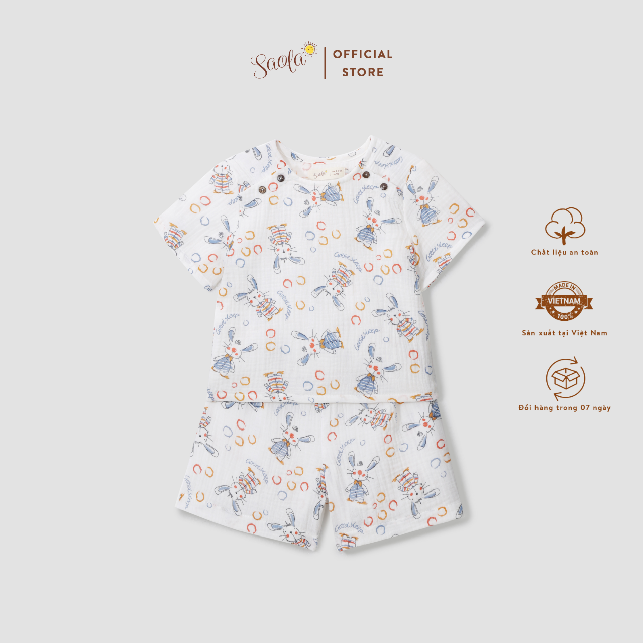 Bộ Áo Quần Cho Bé Trai/Gái Chất Liệu Muslin Thoáng Mát Mặc Hè-JETTIMO SET-SEM007-SAOLA KIDS CLOTHING