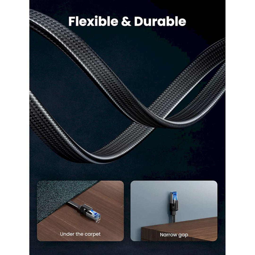 Ugreen UG40176NW190TK 15m 40Gbps 2000mhz dây dẹt Nylon Braided Màu Đen Cáp mạng Cat8 - HÀNG CHÍNH HÃNG