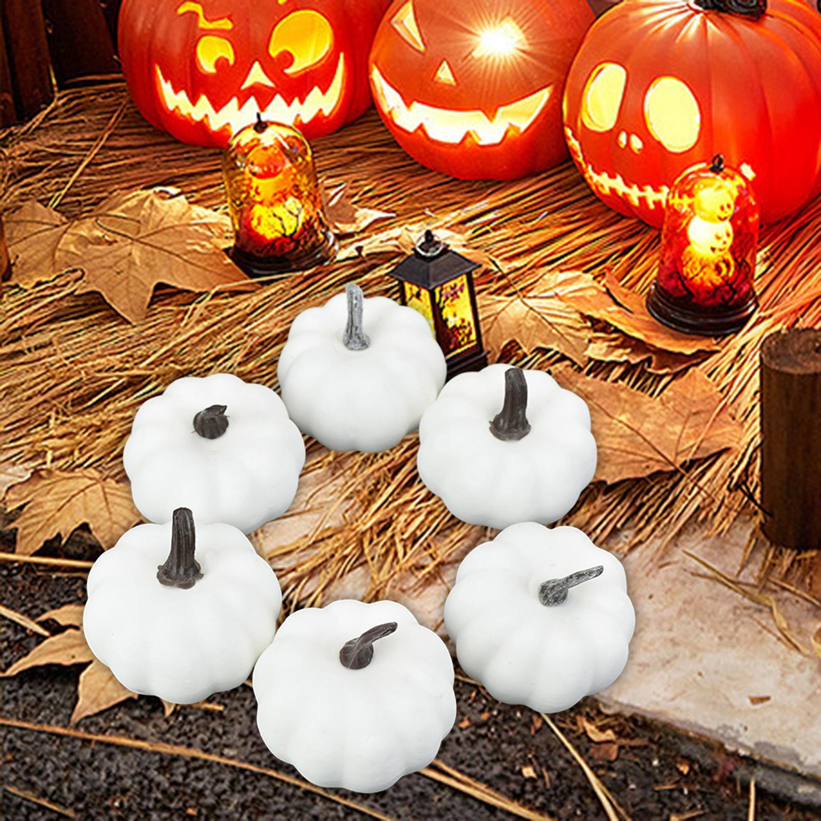 6 Pieces Fake Pumpkins Model Fake Foam Pumpkins for Halloween Fireplace Fall