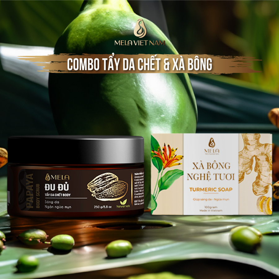 Bộ Chăm Sóc Body MELA, Xà Bông  Tẩy Tế Bào Chết Toàn Thân Làm Sạch Sáng Da – ML19