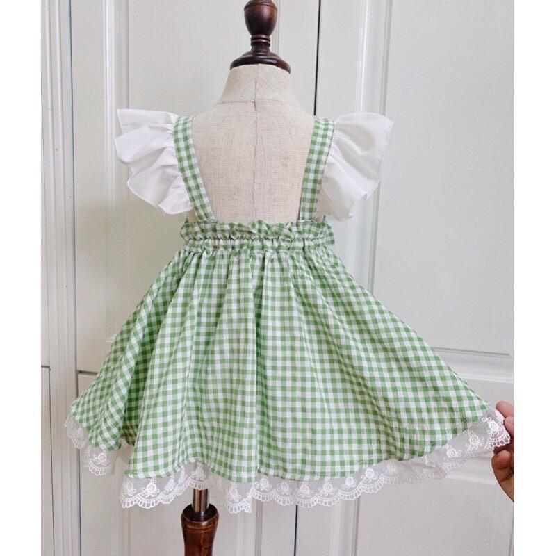 Váy trẻ em ̣̆ LINA KIDS- Váy THIẾT KẾ CHO BÉ GÁI- VÁY CARO XANH NGỌC