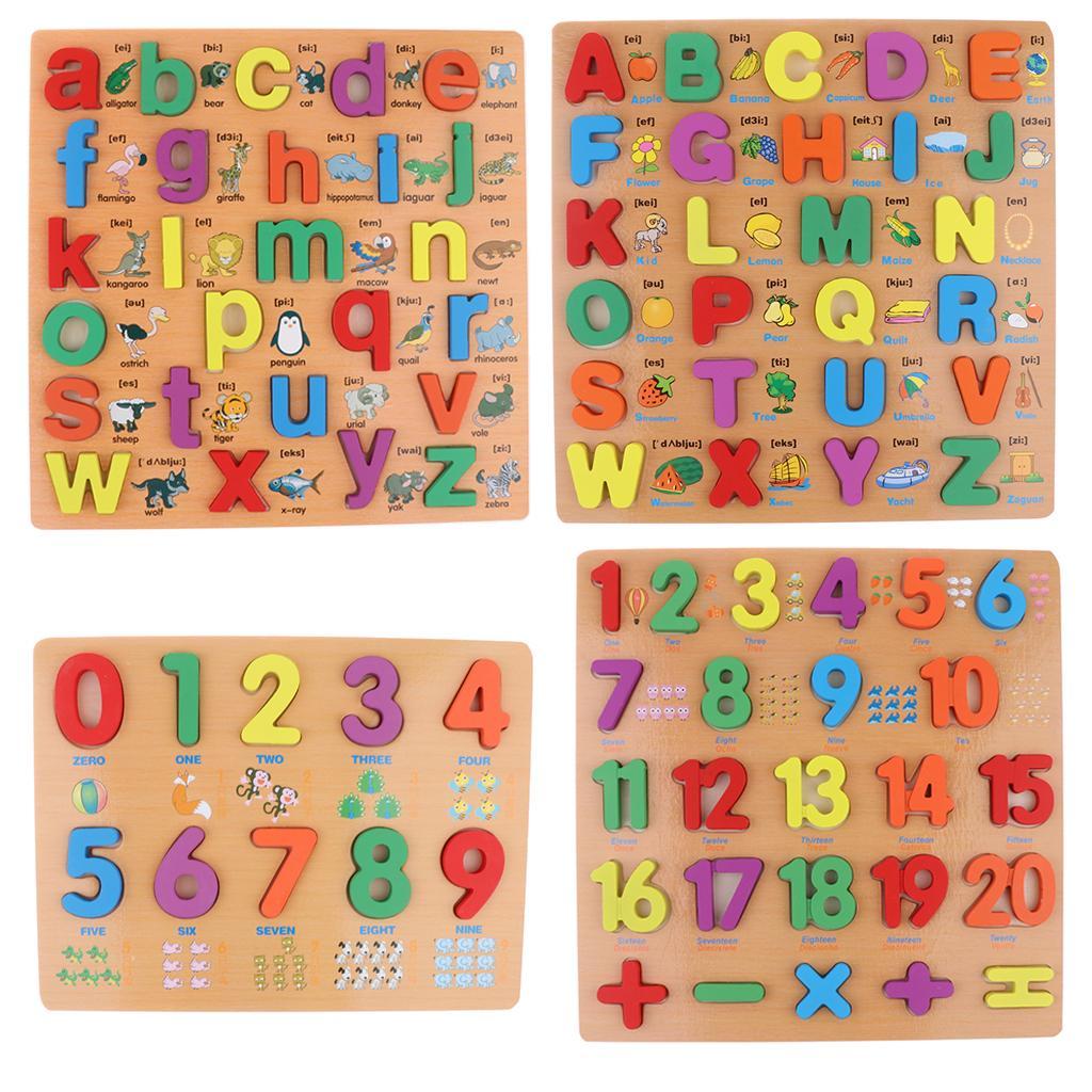 Wooden Numbers Color Cognition Board Blocks Puzzle Educational Toys Birthday