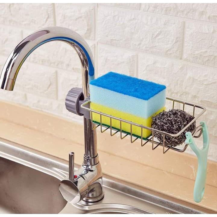 Giá inox cao cấp đựng đồ treo vòi nước rửa bát