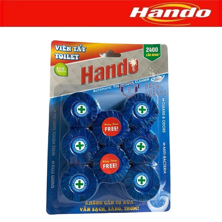 Vỉ 6 viên tẩy xanh vệ sinh làm thơm diệt khuẩn bồn cầu, toilet Hando - tặng 2 viên
