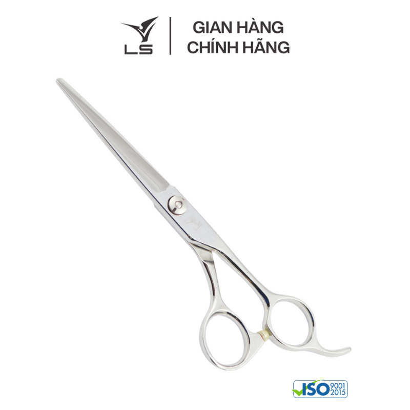 Kéo cắt tóc LS lưỡi thẳng quai offset phẳng đỡ ngón cố định CB12/6.0