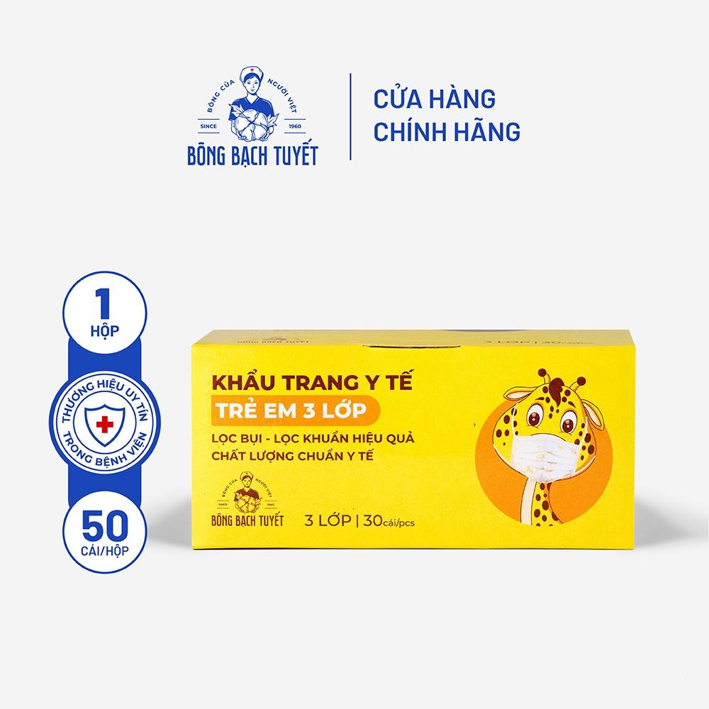 Khẩu trang Bông Bạch Tuyết Trẻ Em 3 lớp 6 - 11 tuổi (30 cái/ hộp)