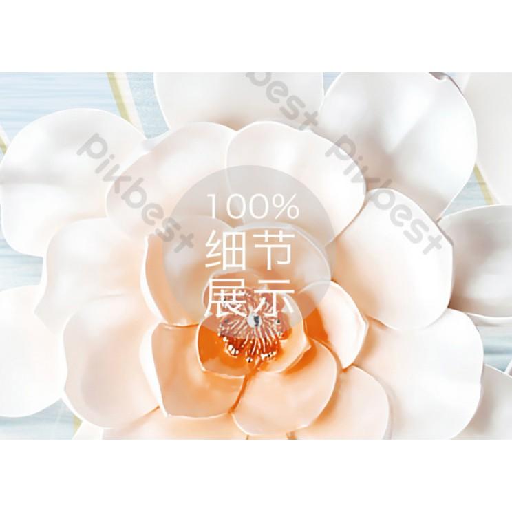 Tranh dán tường 3d phong cách hiện đại, những cánh hoa và thiên nga MS1155103