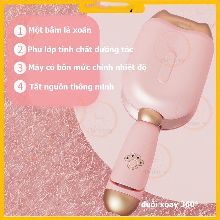 Máy Uốn Tóc Gợn Sóng Xoăn Size 32mm Máy Bấm Tóc Hình Móng Vuốt Mèo Dễ Thương
